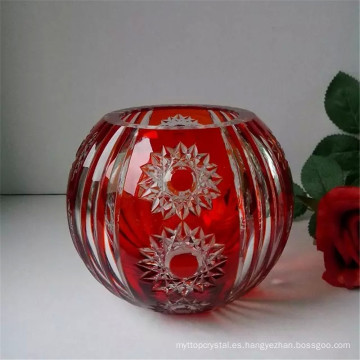jarrón de vidrio grabado para decoración